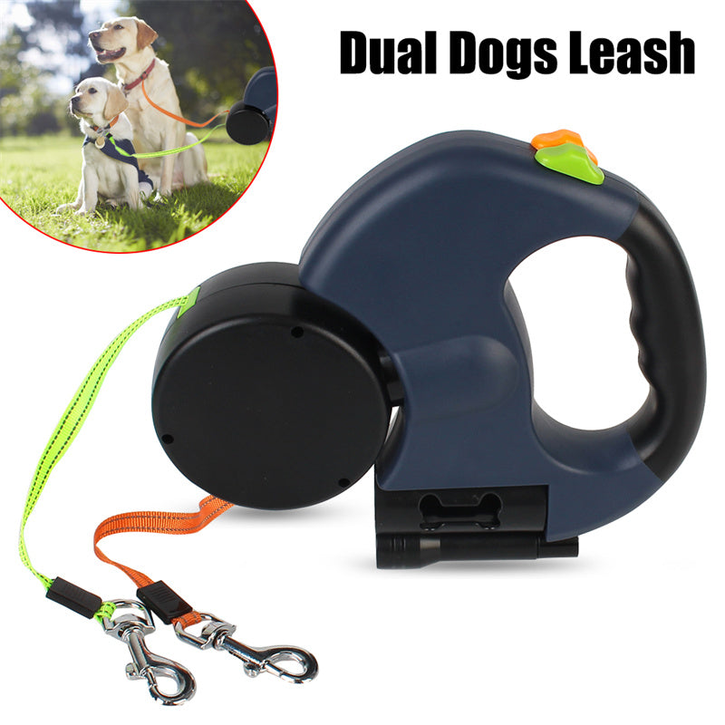 Laisse de chien rétractable de 3 m pour petits chiens Laisse réfléchissante double pour animaux de compagnie Laisse pivotante à 360° sans enchevêtrement Double laisse de marche pour chien avec lumières Produits pour animaux de compagnie