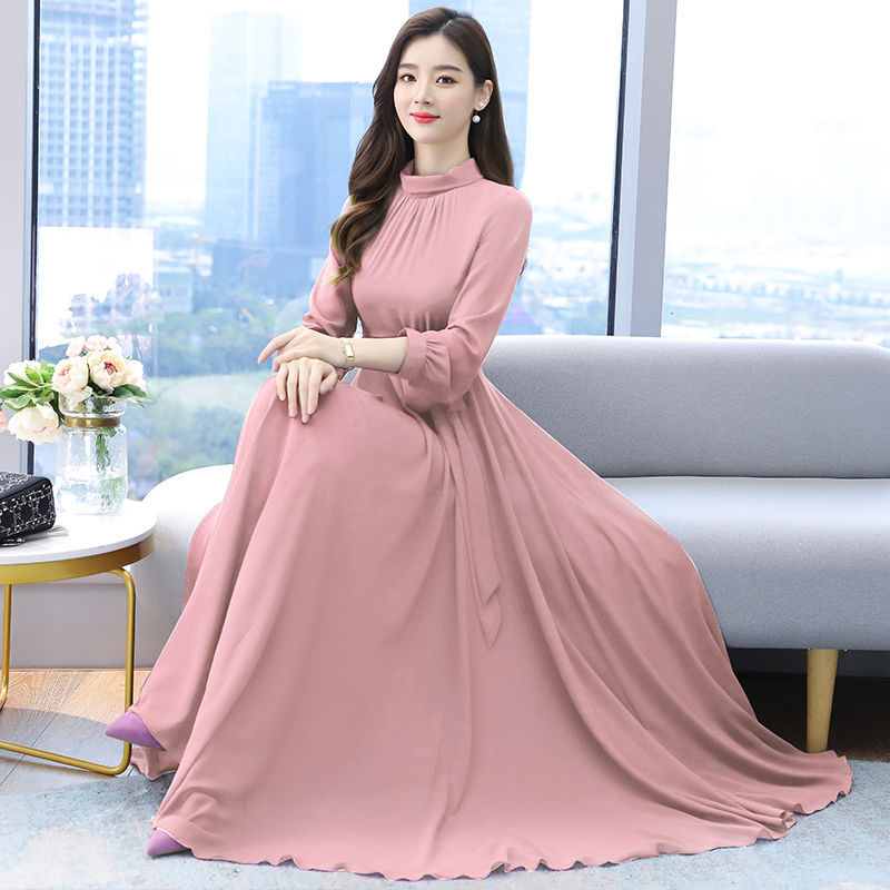 Fashion Women's Solid Color Chiffon Dress