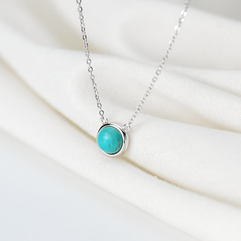 Silver Japanese Fashion Synthetic Blue Turquoise Necklace