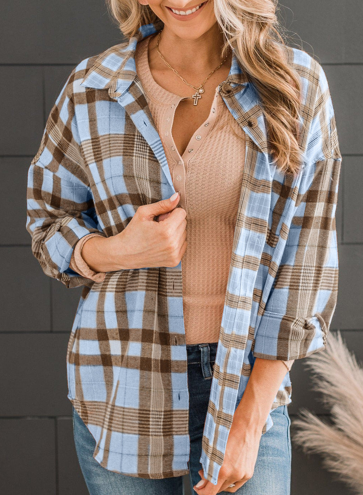 European And American Plaid Shirt Spring And Autumn