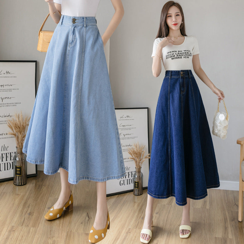 Ladies Mid-length Denim Umbrella Skirt