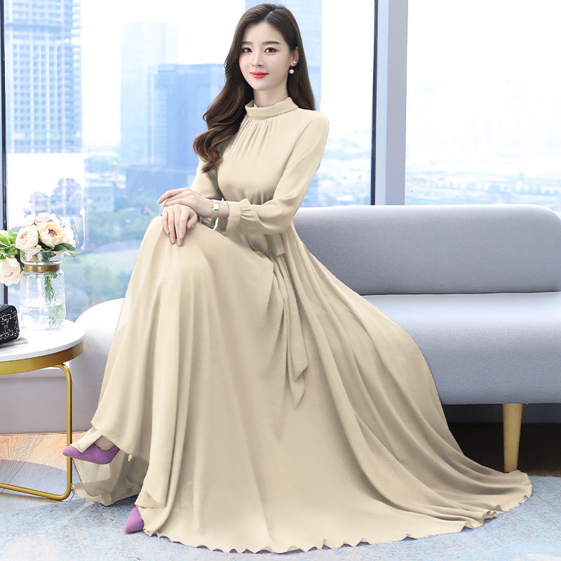 Fashion Women's Solid Color Chiffon Dress