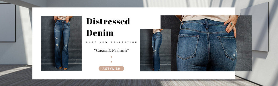 European And American High Waist Slim Denim Washed Pants