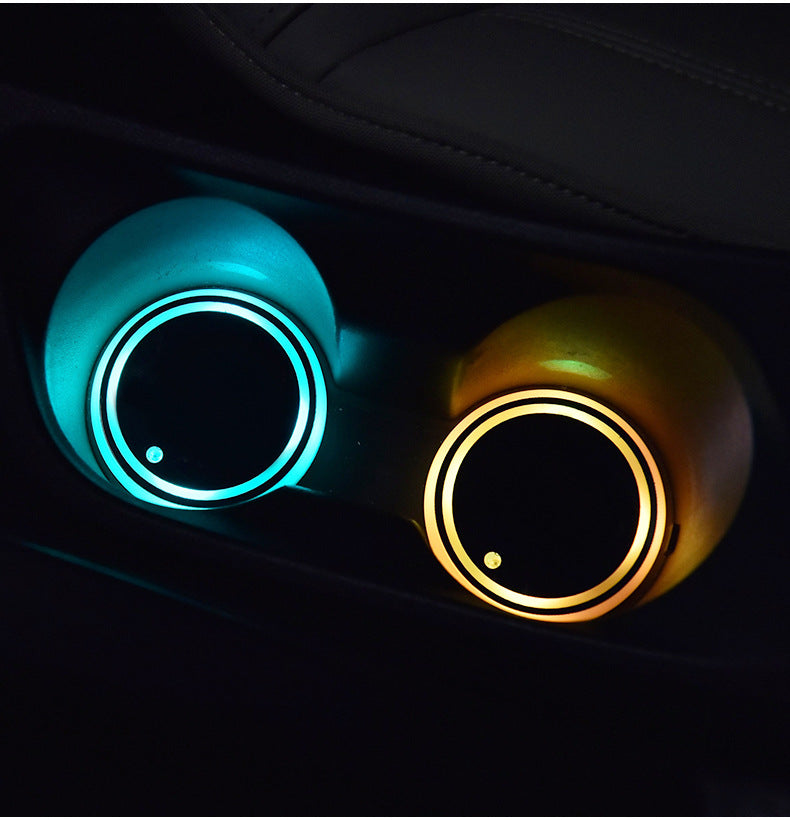 Car LED Luminous Water Coaster Solar USB Charging