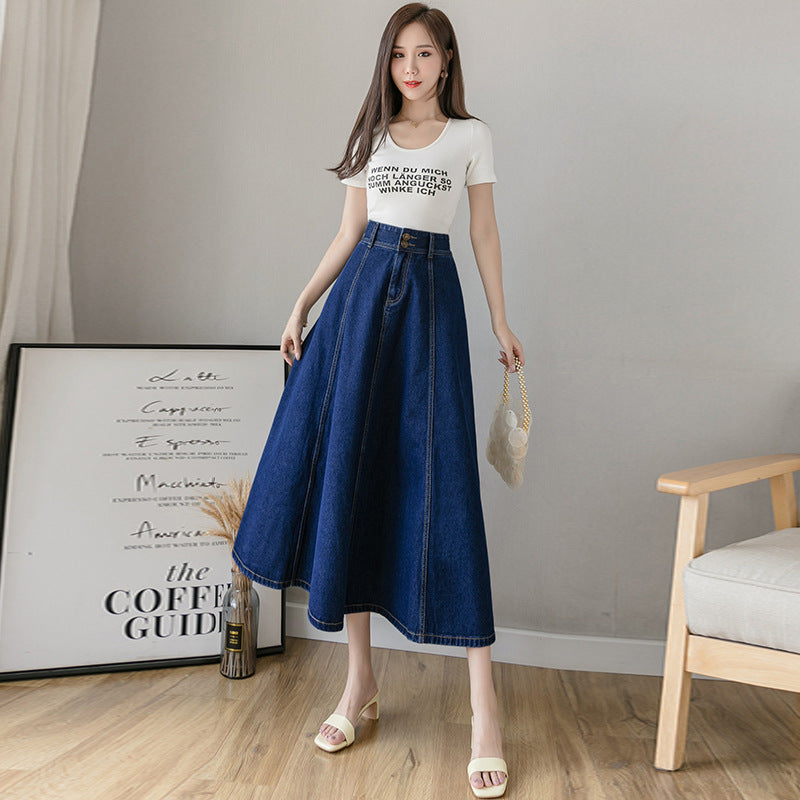 Ladies Mid-length Denim Umbrella Skirt