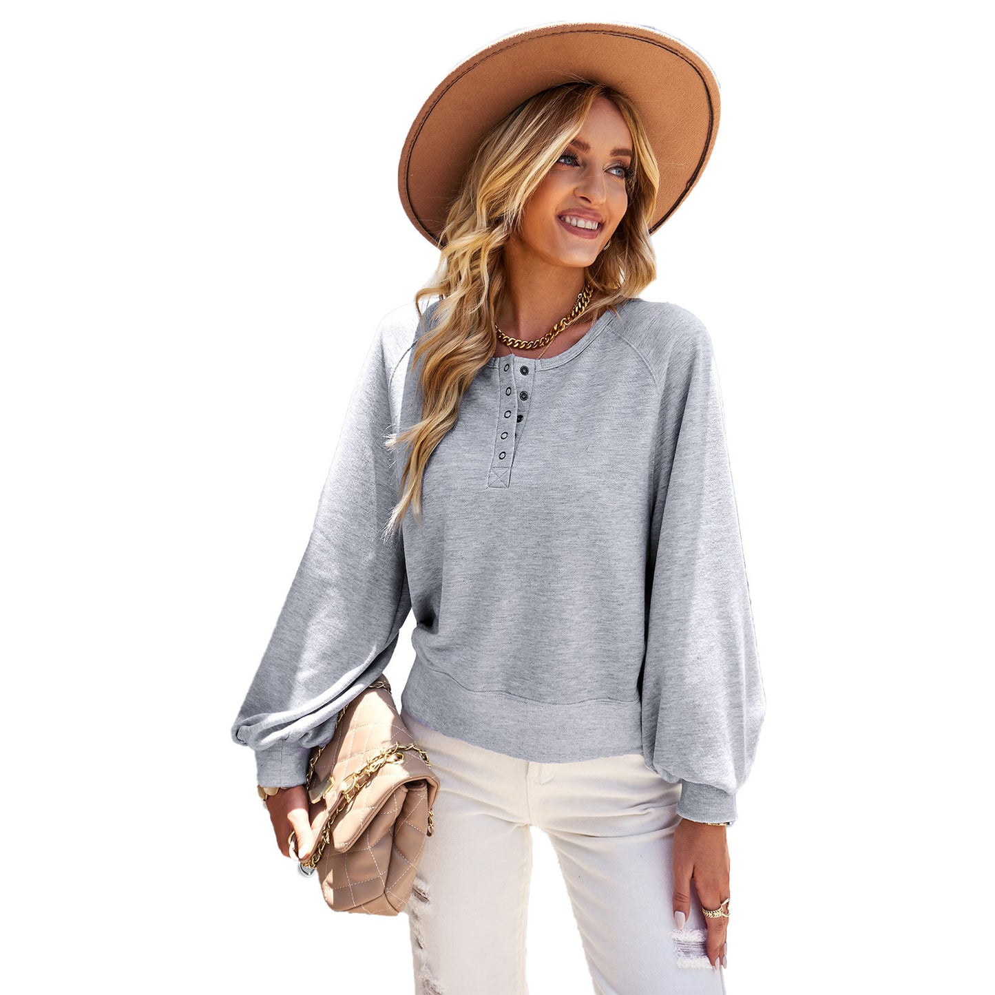 Women's Loose Casual Solid Color Hoodie Long-sleeved Top