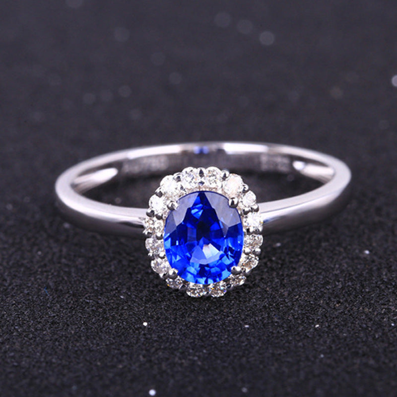 Silver S925 Sapphire Diamond Ring