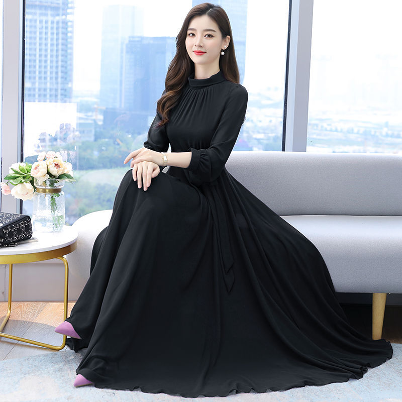 Fashion Women's Solid Color Chiffon Dress