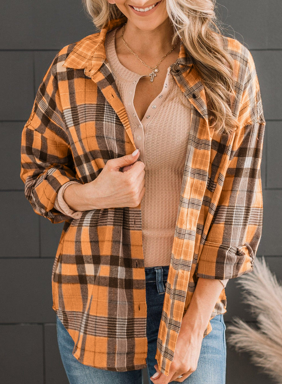 European And American Plaid Shirt Spring And Autumn