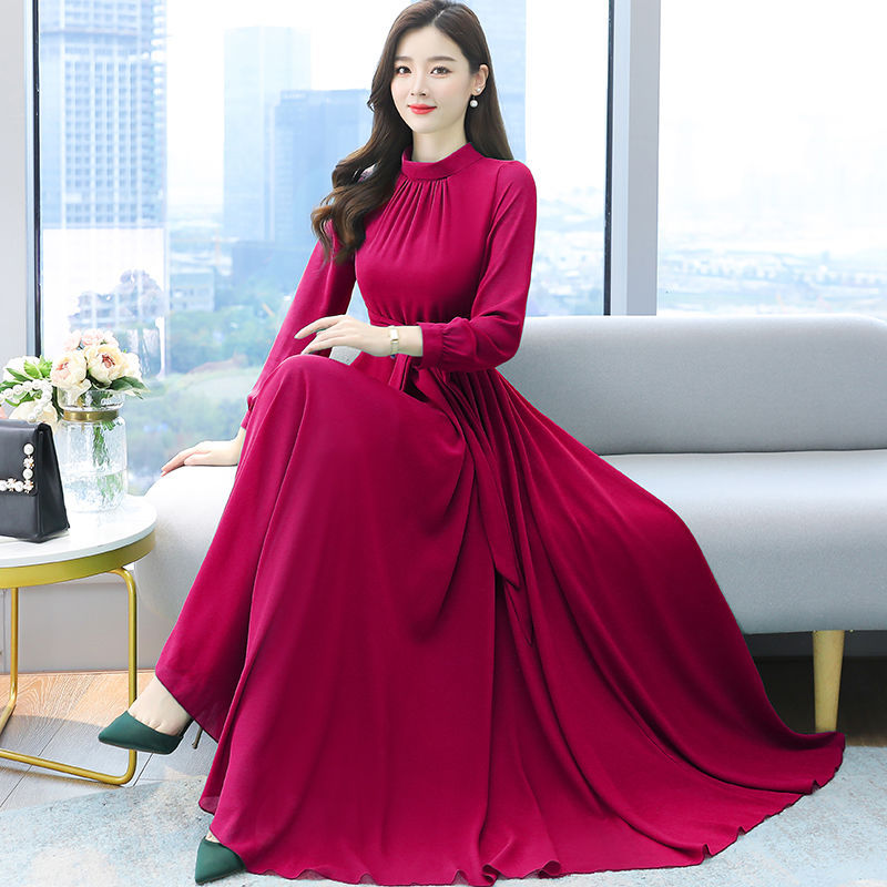 Fashion Women's Solid Color Chiffon Dress