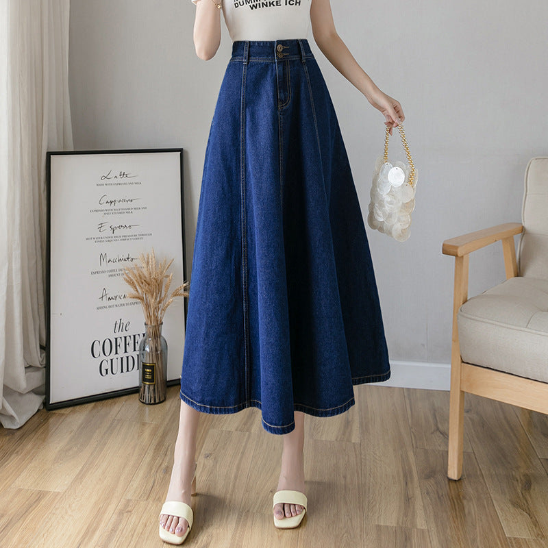 Ladies Mid-length Denim Umbrella Skirt