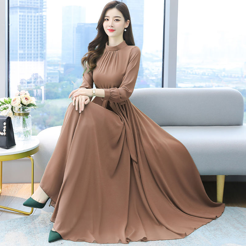 Fashion Women's Solid Color Chiffon Dress