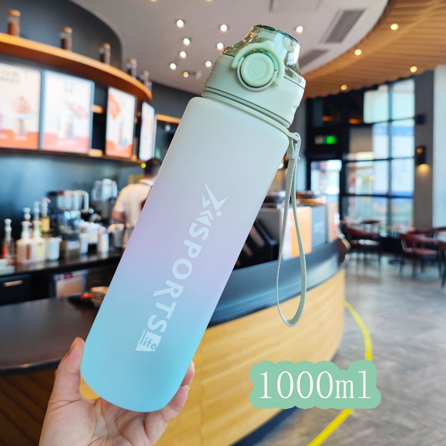 Rainbow Gradient Plastic Sports bottle-1L