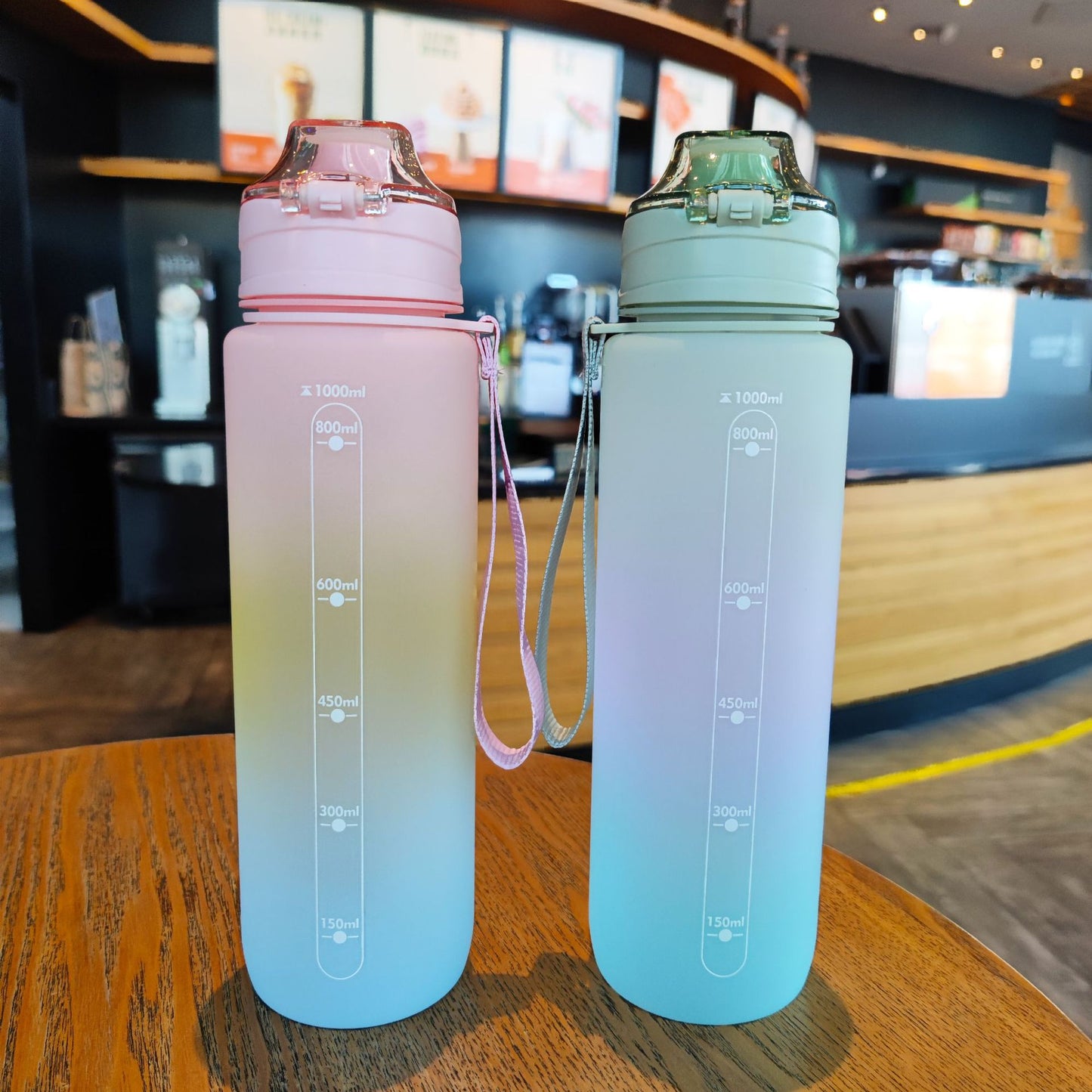 Rainbow Gradient Plastic Sports bottle-1L