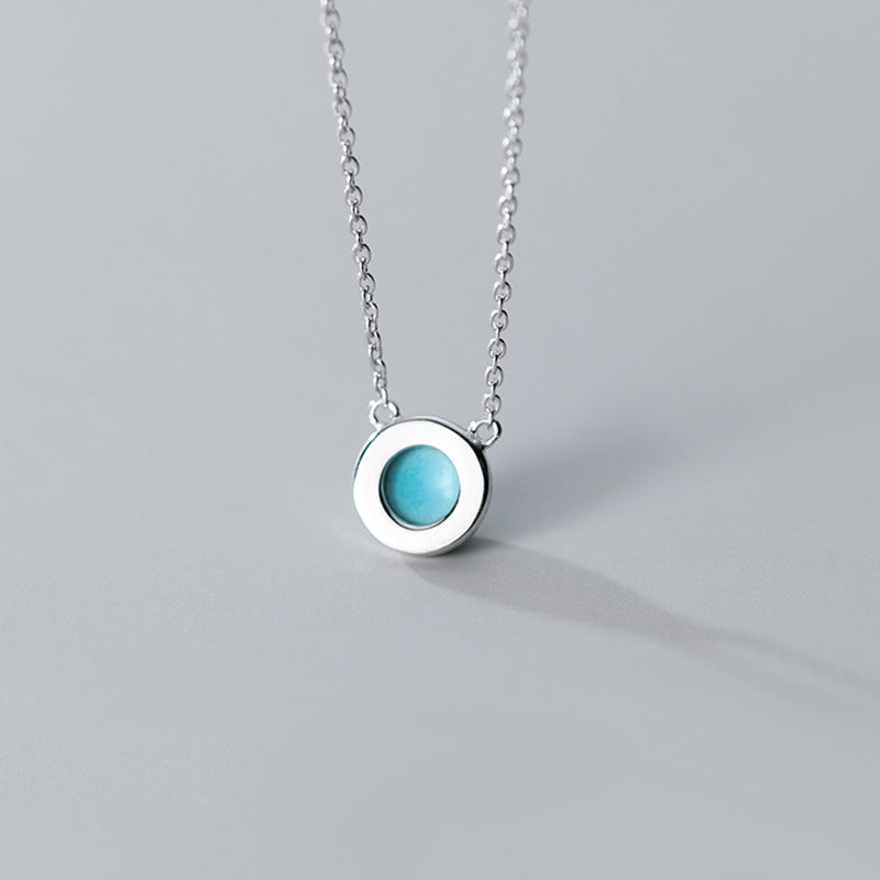 Silver Japanese Fashion Synthetic Blue Turquoise Necklace