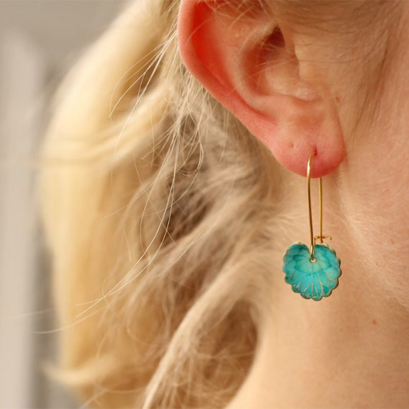 Vintage Green Leaf Earrings