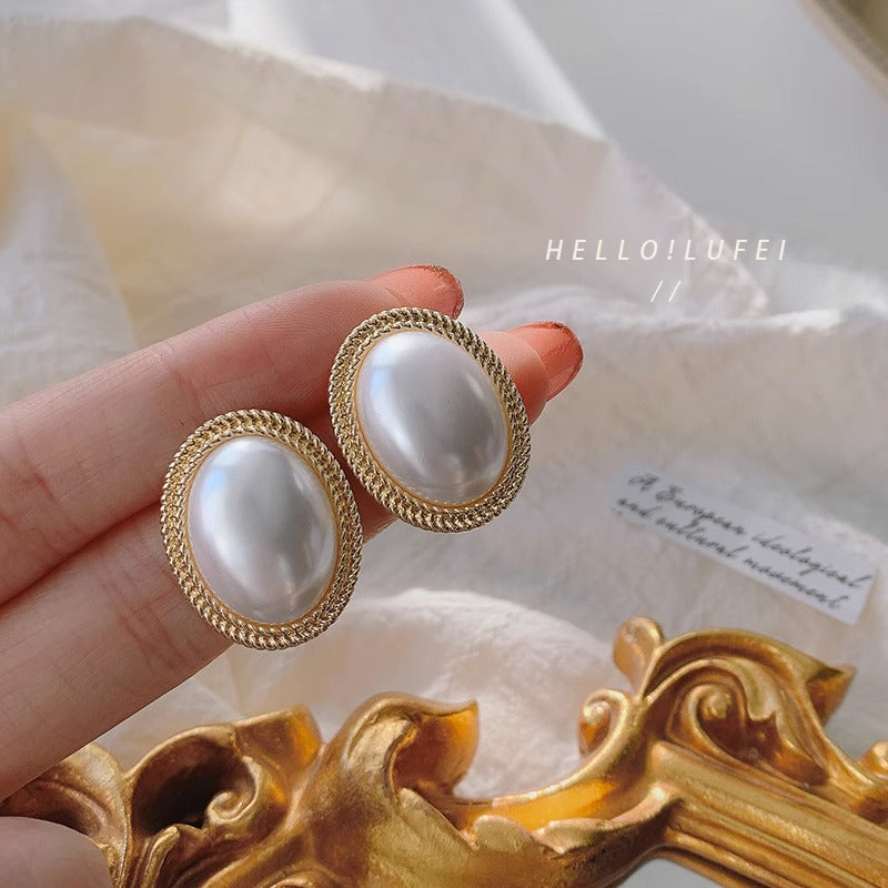 French Retro Baroque Pearl Earrings