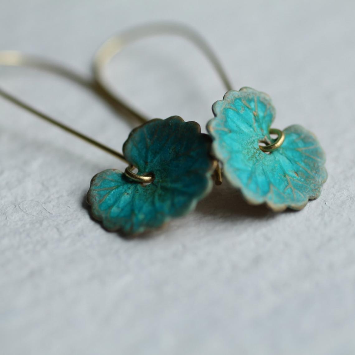 Vintage Green Leaf Earrings