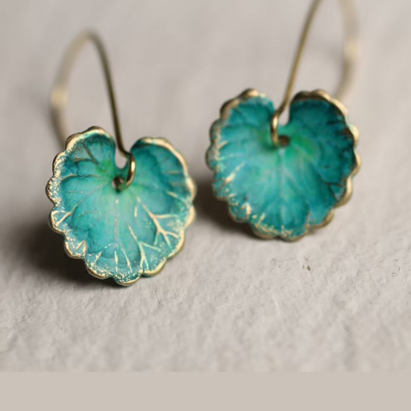 Vintage Green Leaf Earrings