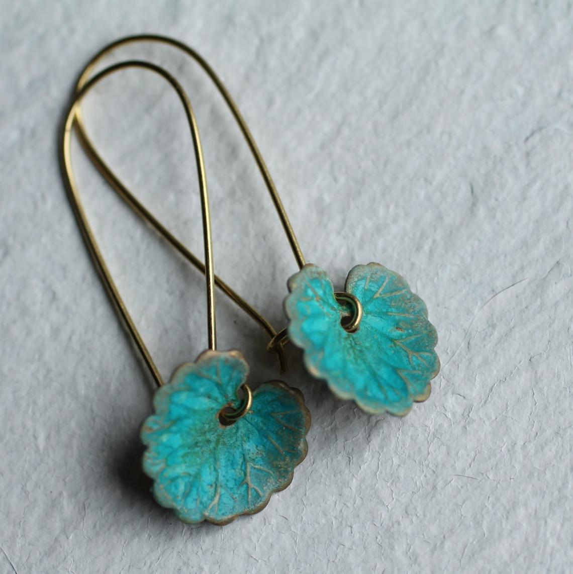 Vintage Green Leaf Earrings